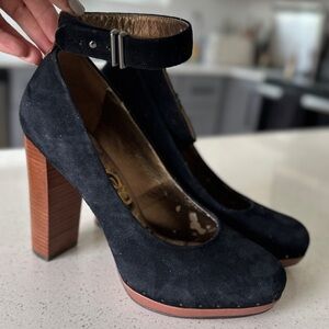 Sam Edelman Suede Platform Heels, black, Sz 8.5